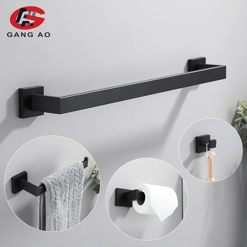 Transform Your Bathroom with Sleek, Modern Matt Black Accessories: Complete Your Space with Stainless Steel Perfection!