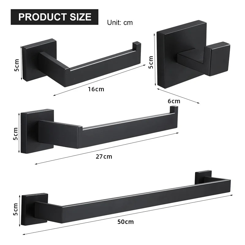 Transform Your Bathroom with Sleek, Modern Matt Black Accessories: Complete Your Space with Stainless Steel Perfection!
